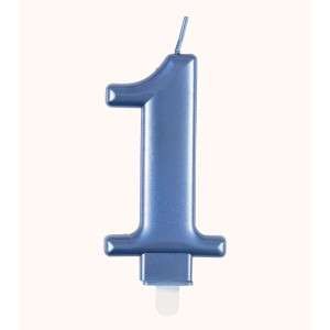 Blue Metallic Number 1 Birthday Candle