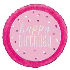 Pink Glitz Happy Birthday Balloon - 18" Inflated