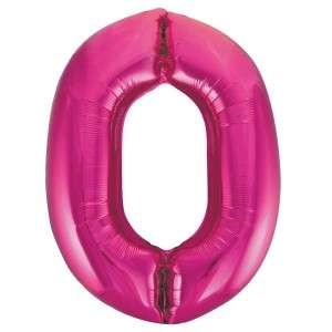 Pink Number 0 Foil Balloon - 34" Inflated