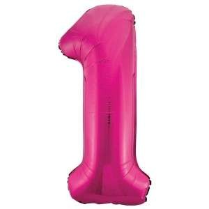 Pink Number 1 Foil Balloon - 34" Inflated