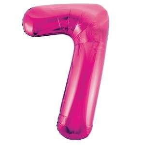 Pink Number 7 Foil Balloon - 34" Inflated