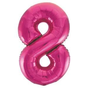 Pink Number 8 Foil Balloon - 34" Inflated