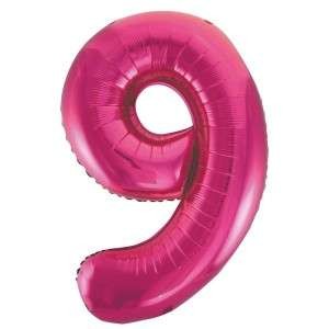 Pink Number 9 Foil Balloon - 34" Inflated